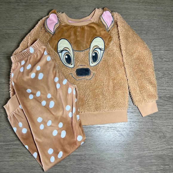 Disney Other - Disney Girl's Bambi Faux Fur and Velour Costume Style Pajama Set Size 7/8